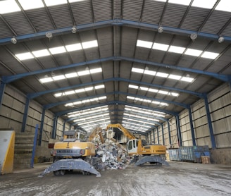 a large warehouse with several machines