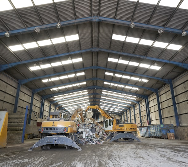 a large warehouse with several machines