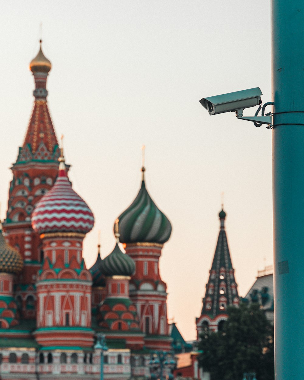 a colorful building with pointy roofs