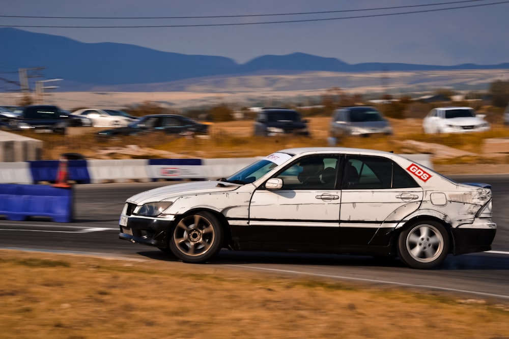 a car driving on a road