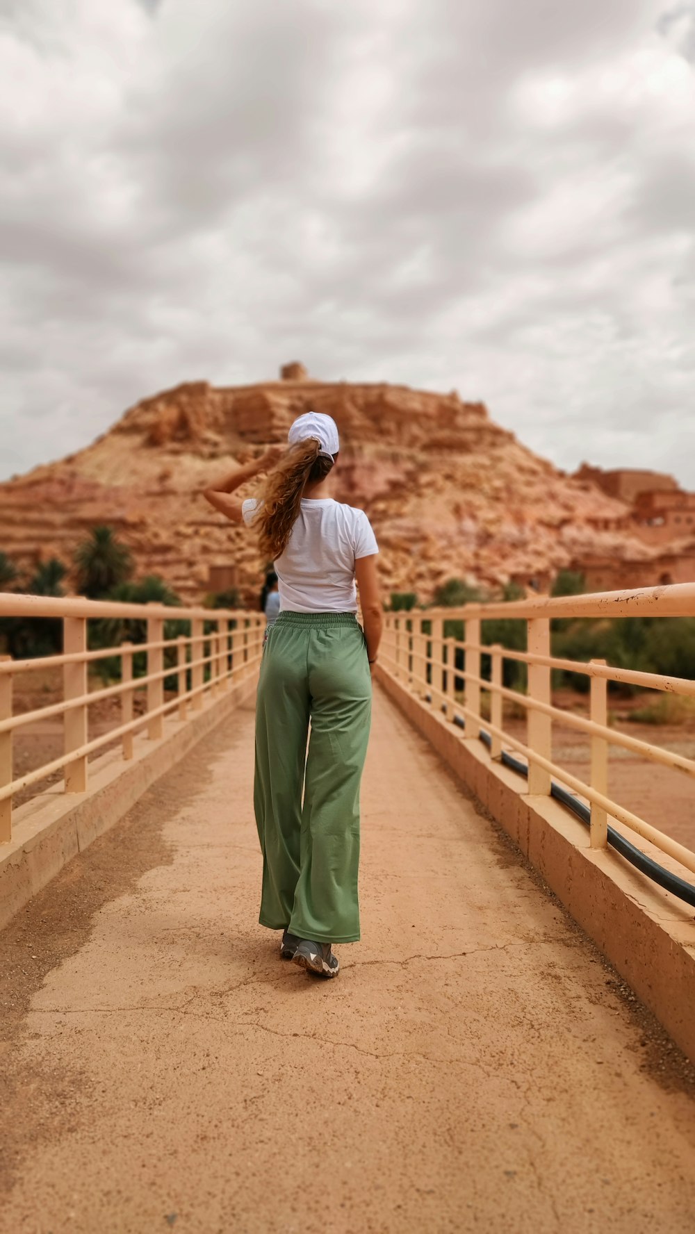 a person standing on a bridge