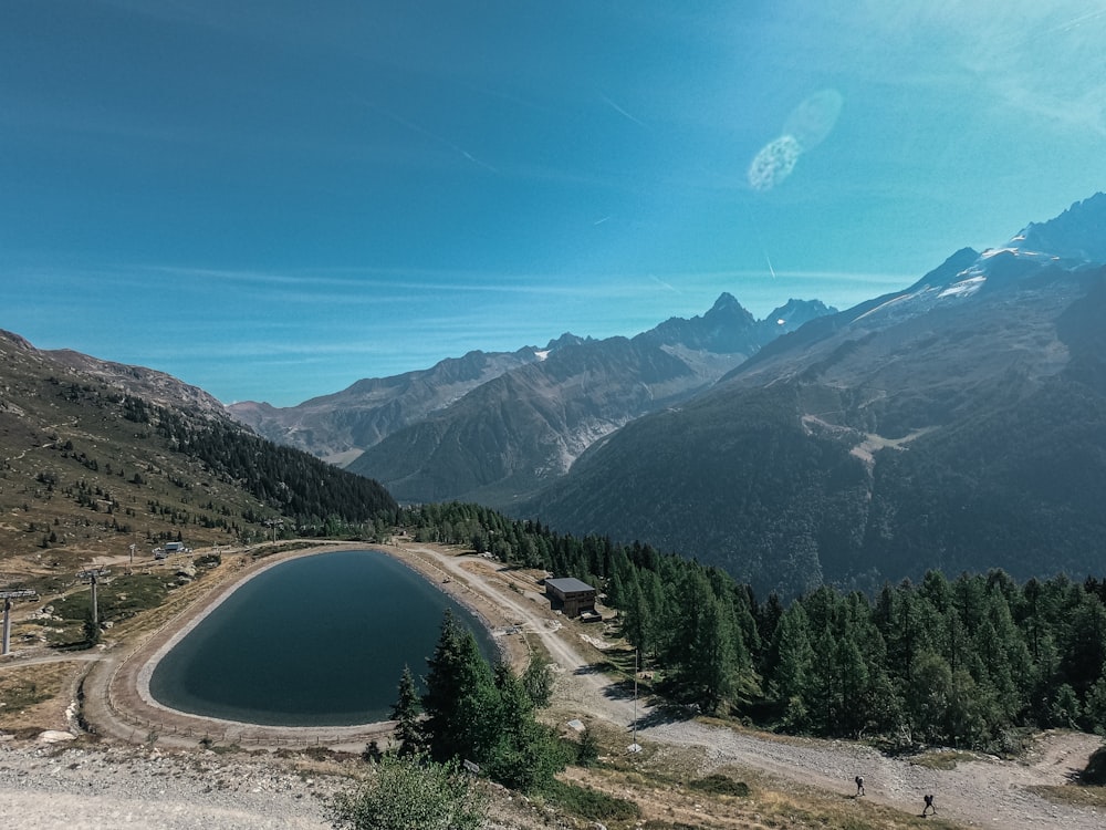 a large lake surrounded by mountains