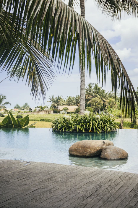 Serene tropical garden setting at Santi Umalas Spa