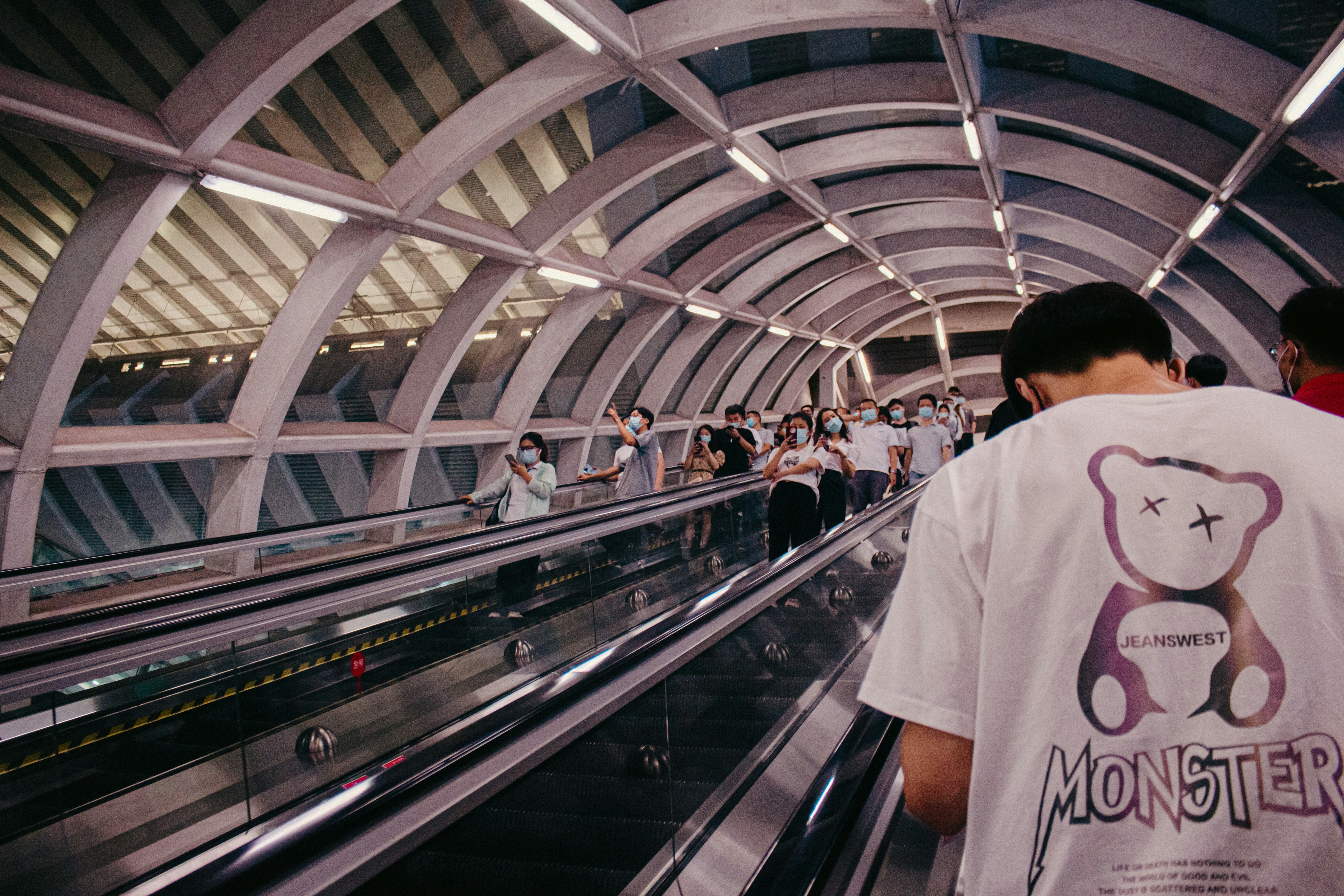 a group of people inside a building