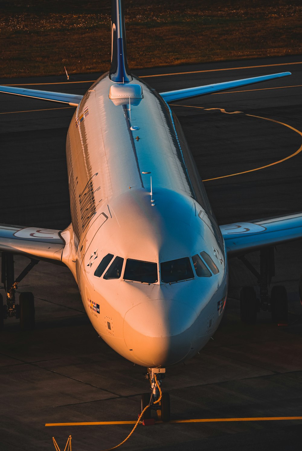 a plane on the runway