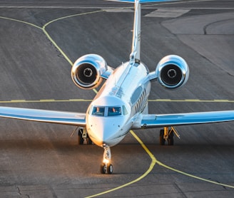 a plane on the runway