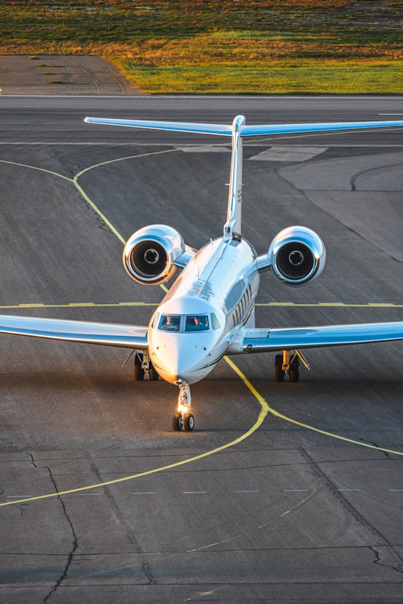 a plane on the runway