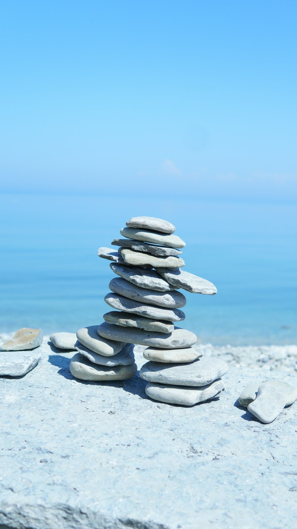 a stack of rocks on a beach