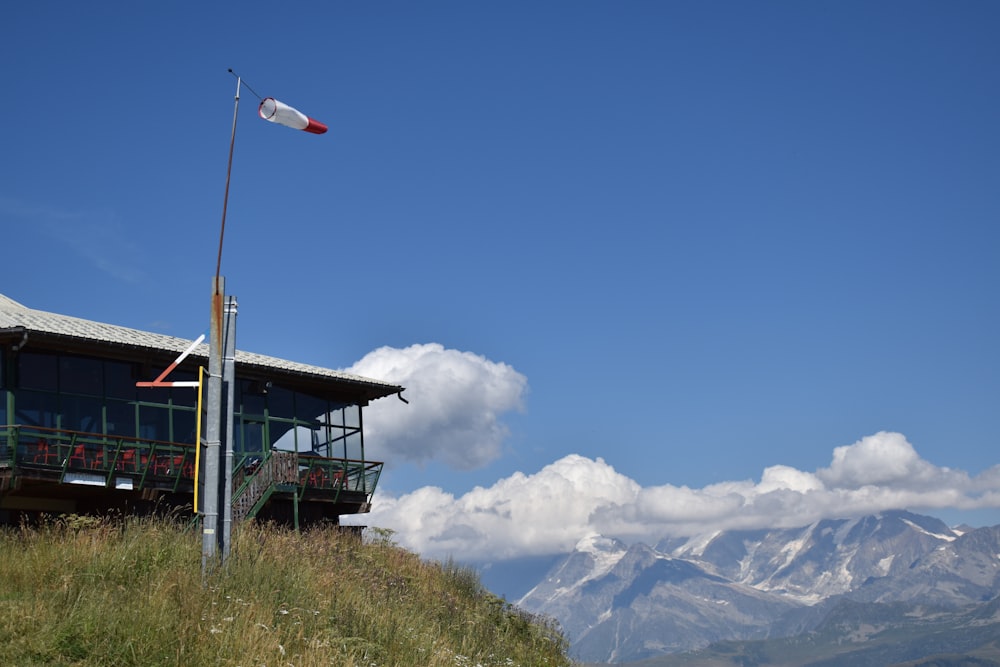 a building with a flag on top