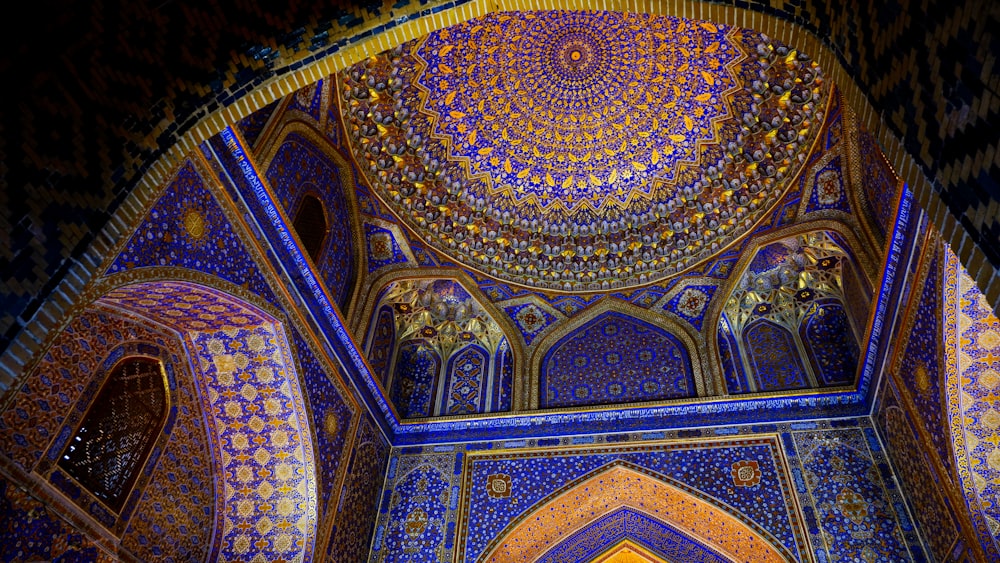 a domed ceiling with colorful designs