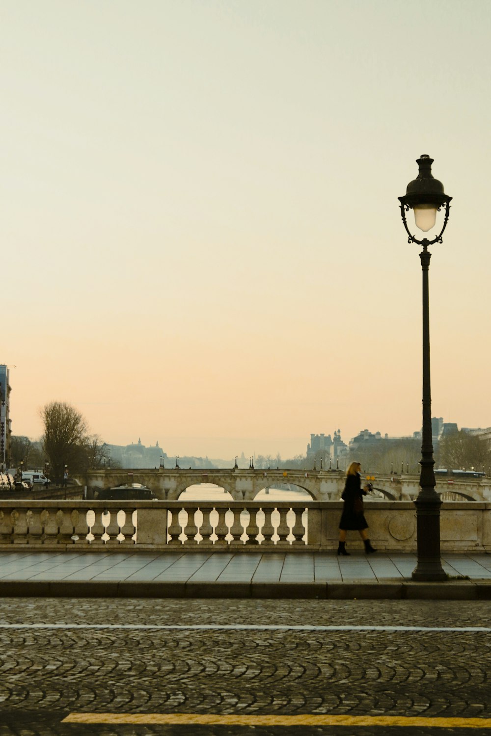 a person walking on a bridge