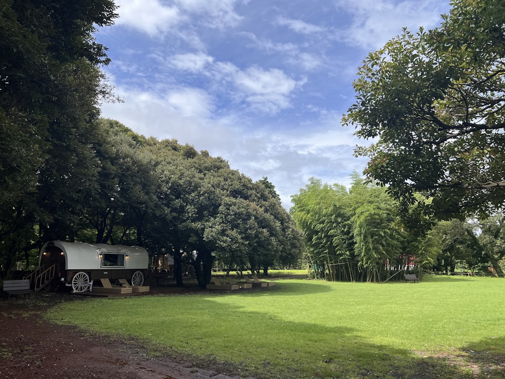 a truck parked in a field