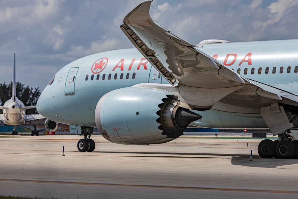 a large airplane on the runway