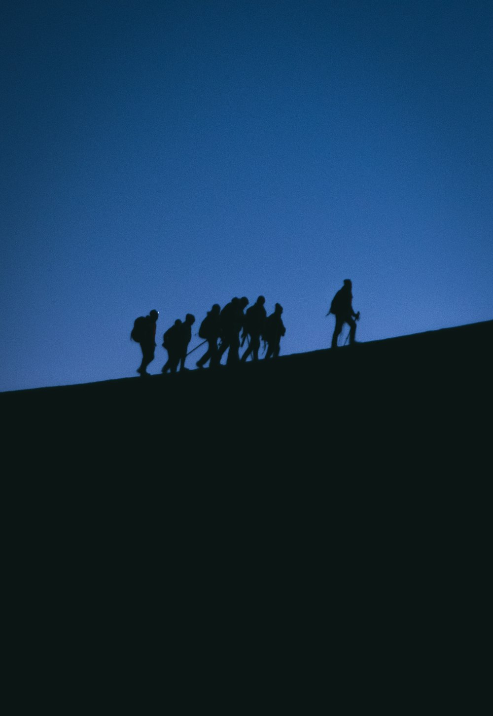 un groupe de personnes debout sur une colline
