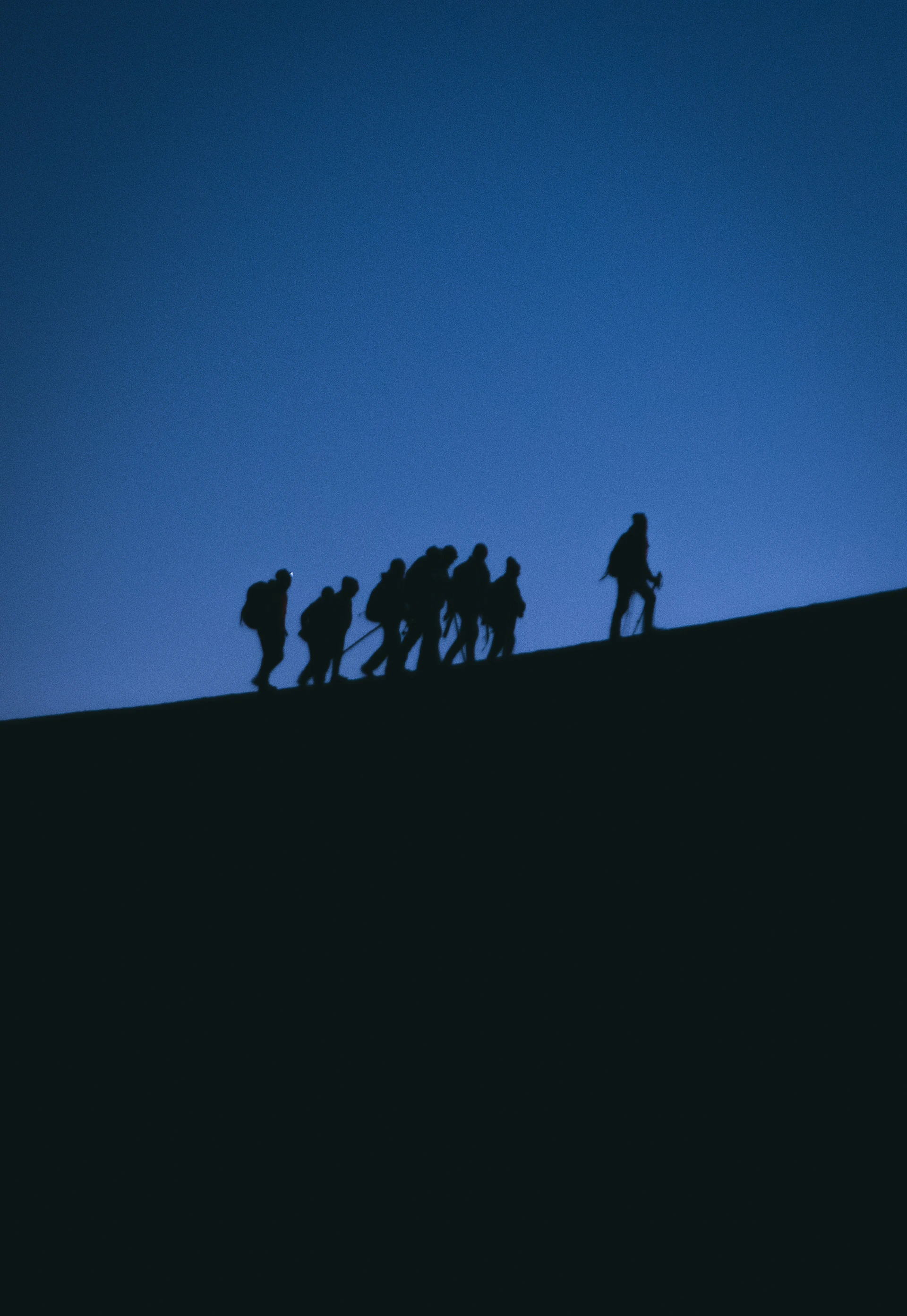 a group of people standing on a hill