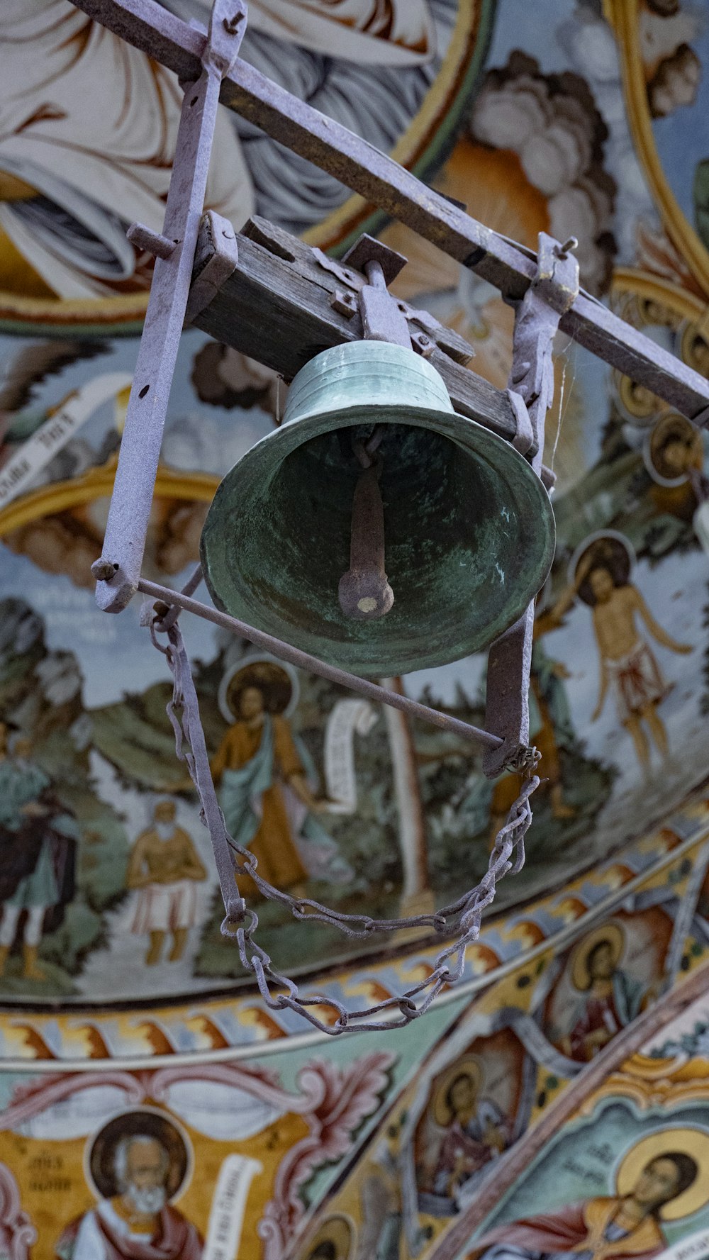 a religious painting on a wall