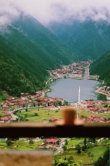 a city next to a body of water
