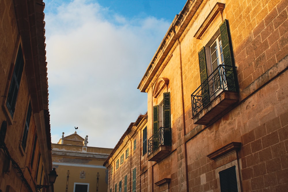 a row of buildings with windows