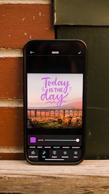 Display of an inspirational quote app featuring calming nature backgrounds.