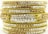 A stack of ornate bangles encrusted with sparkling gems. The bangles are layered with rows of white and brown stones, set against a rich gold background. The detailed craftsmanship and intricate patterns highlight their luxurious appearance.