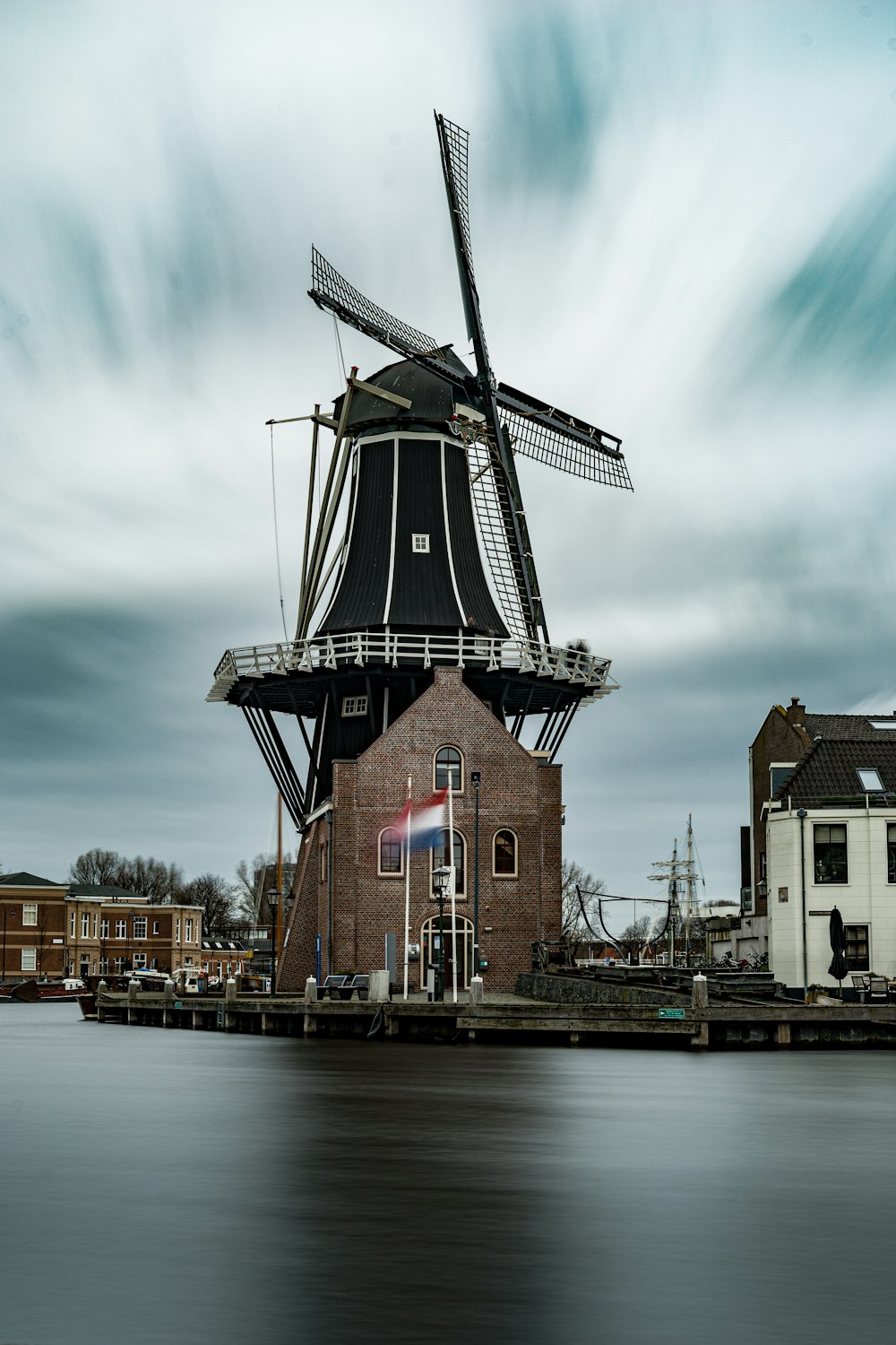 a windmill on a dock