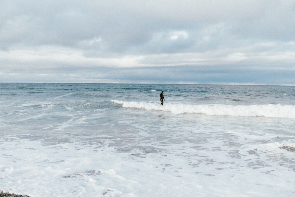 a person standing in the ocean
