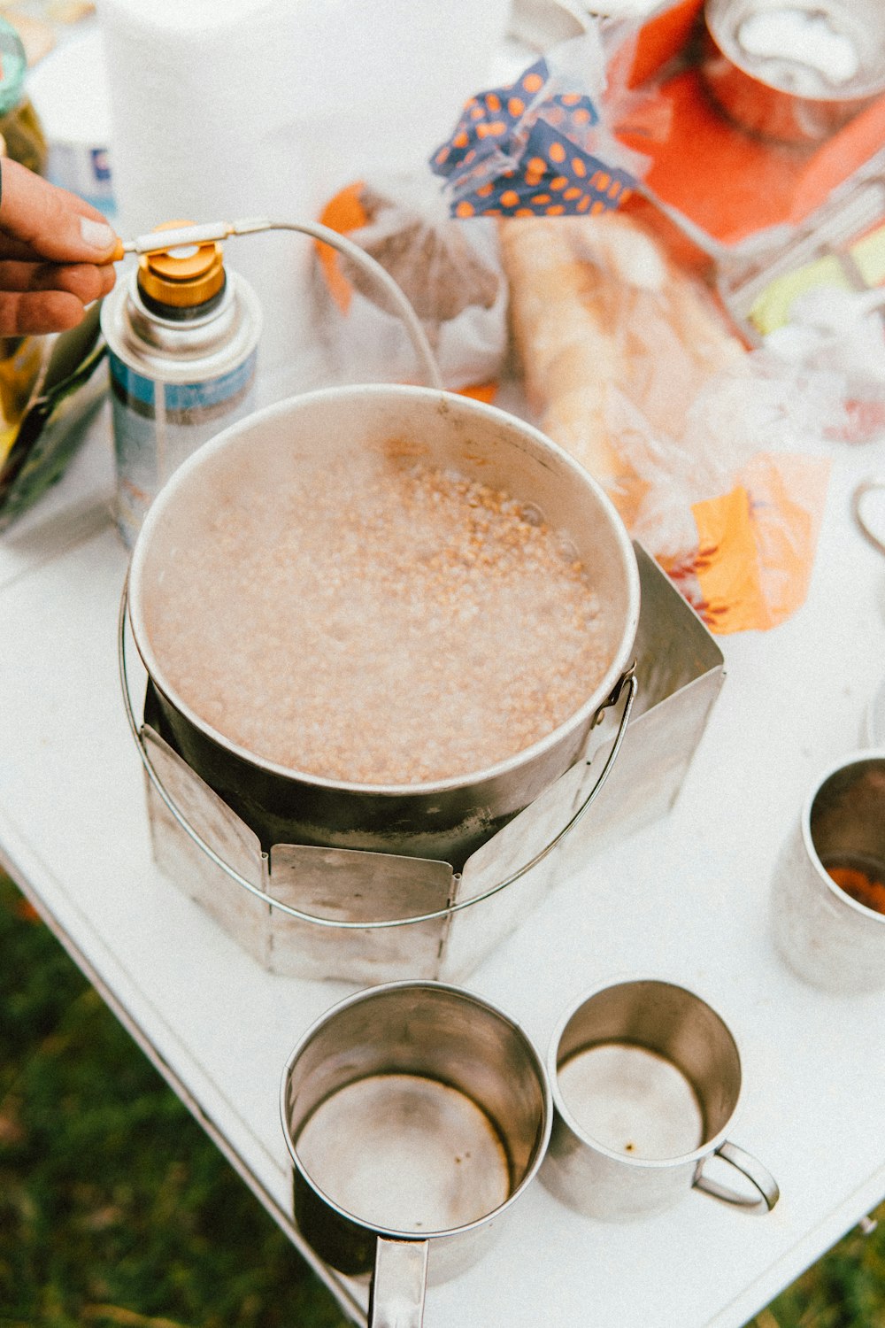 a pot of food on a table