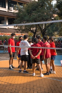 a group of people standing together