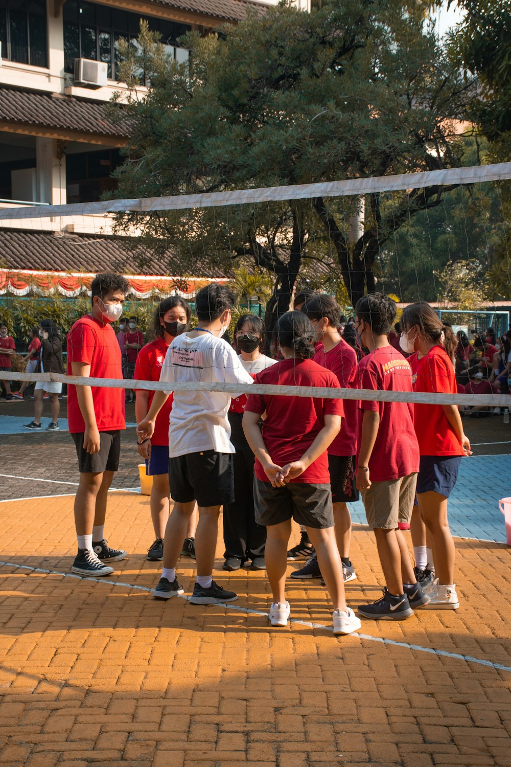 a group of people standing together