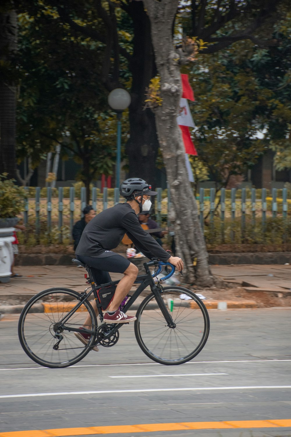 a person riding a bicycle