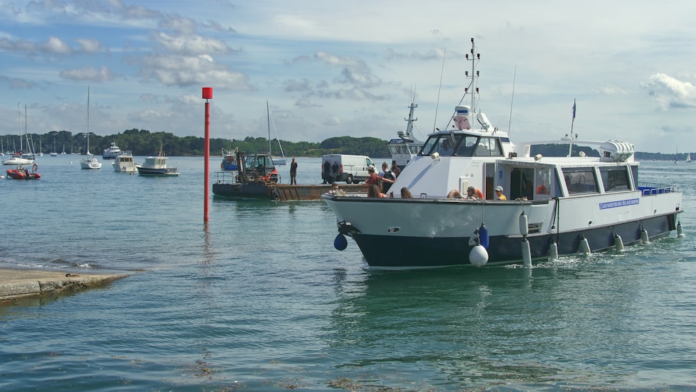 a boat is parked on the water