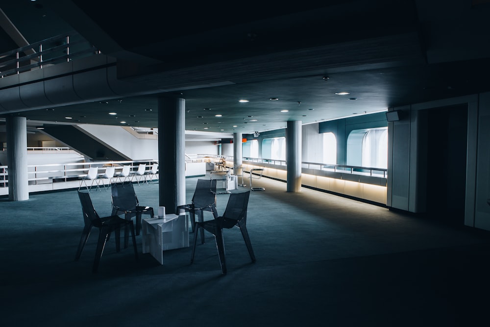 a room with tables and chairs