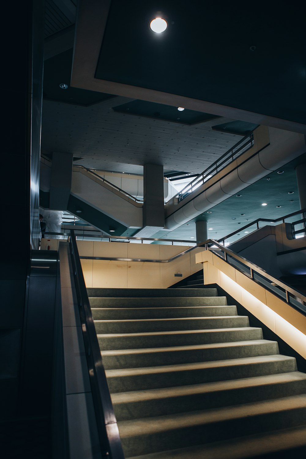 a staircase with lights