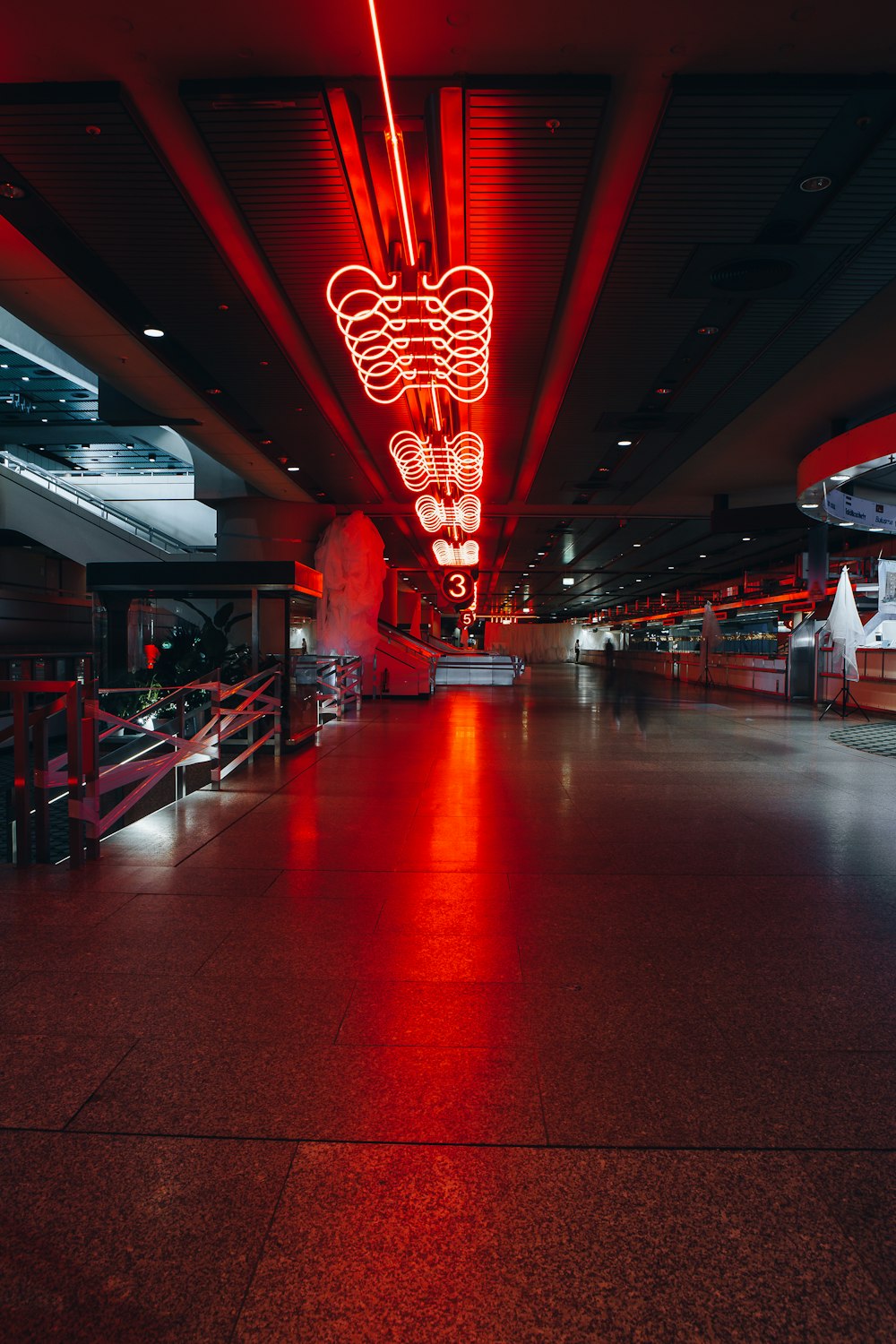 a red lit up hallway