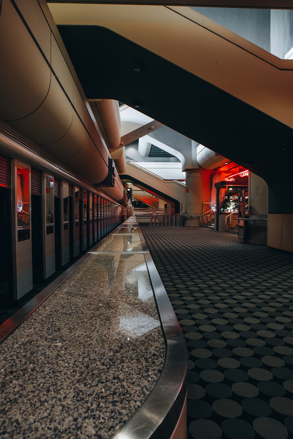 a train station with a train