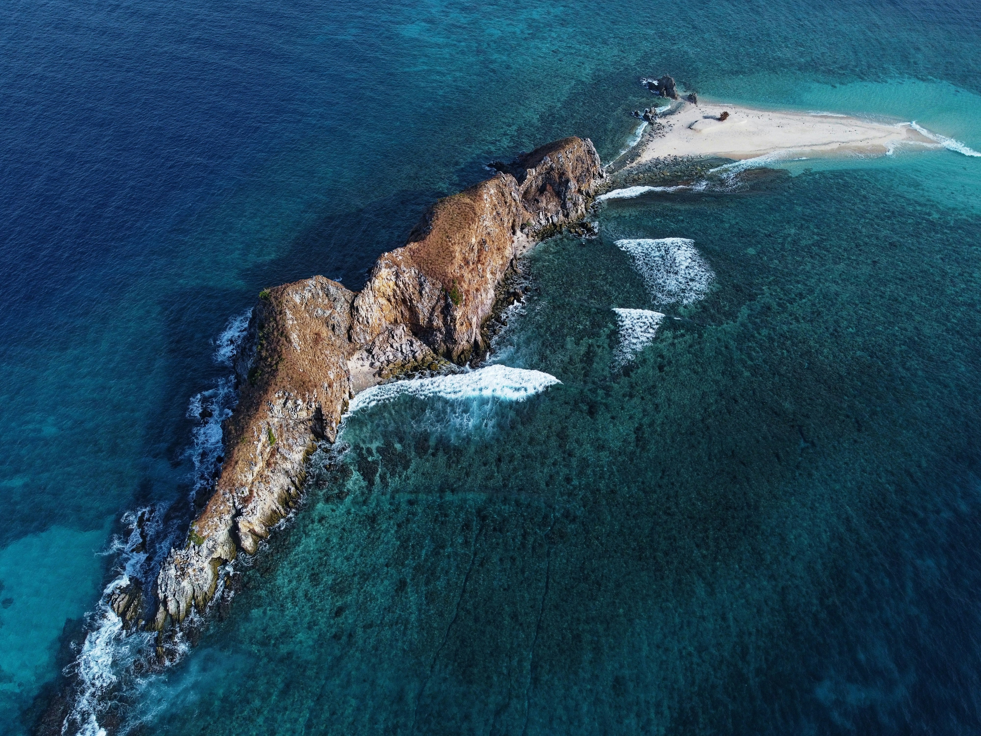 an aerial view of a large body of water