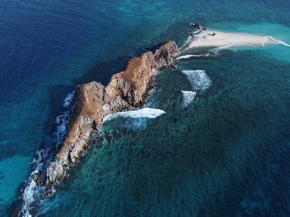 an aerial view of a large body of water