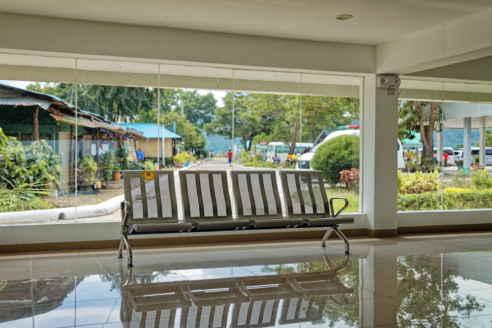 a bench sits unoccupied