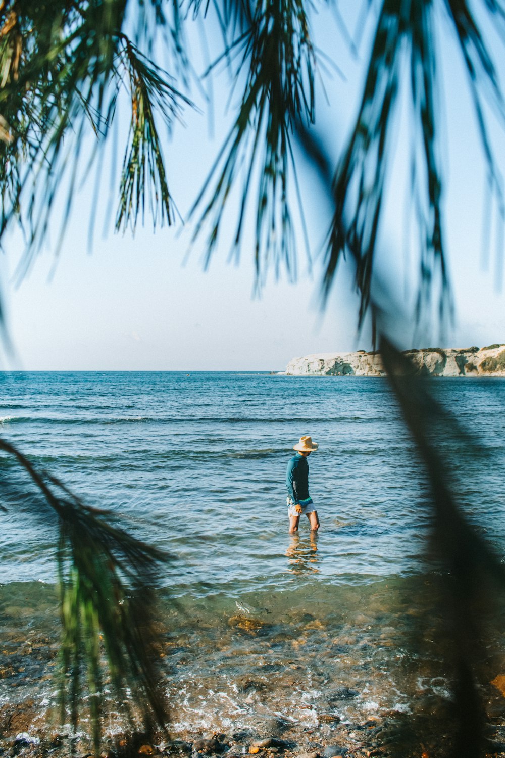 a man standing in water