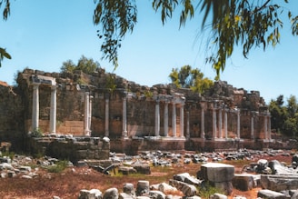 a stone building with columns