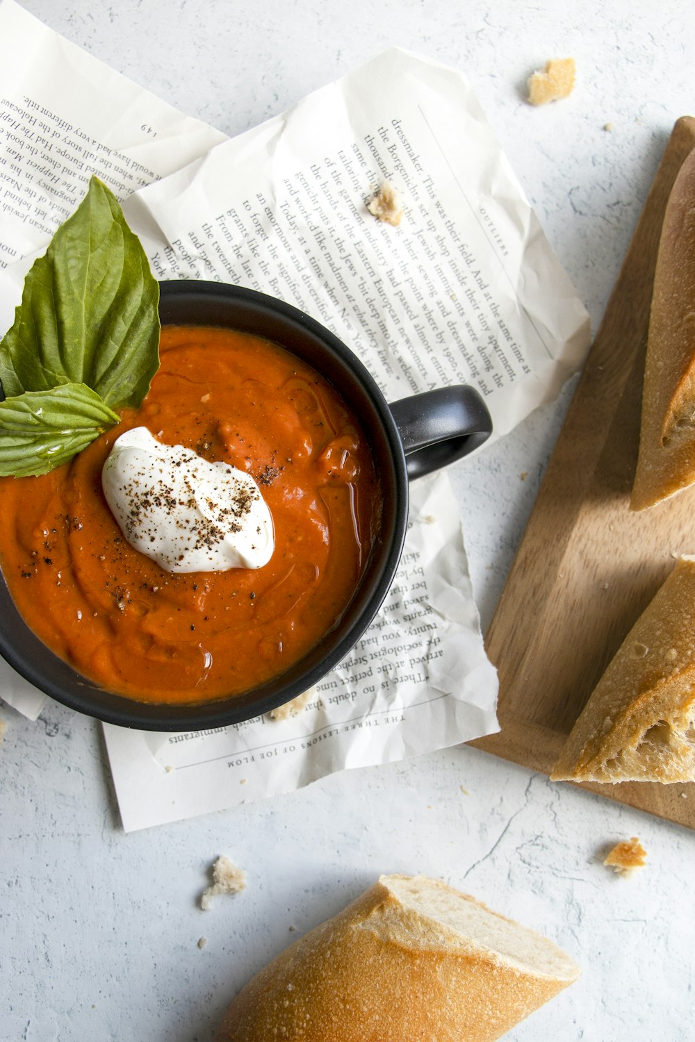 a bowl of soup with a spoon