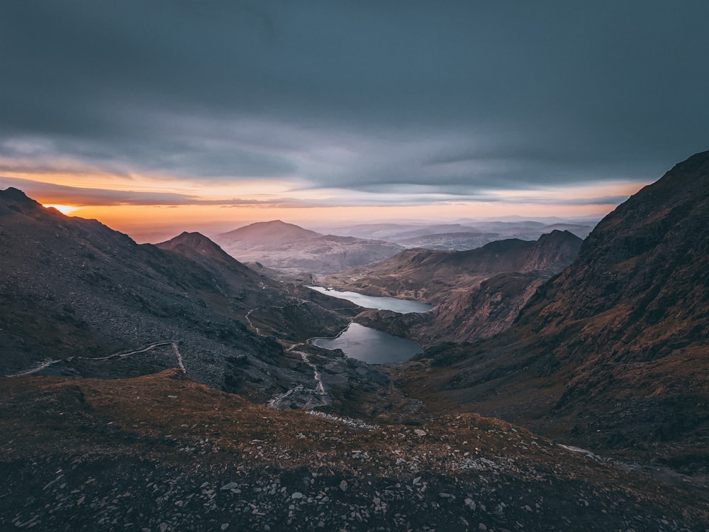 a canyon with a mountain in the background