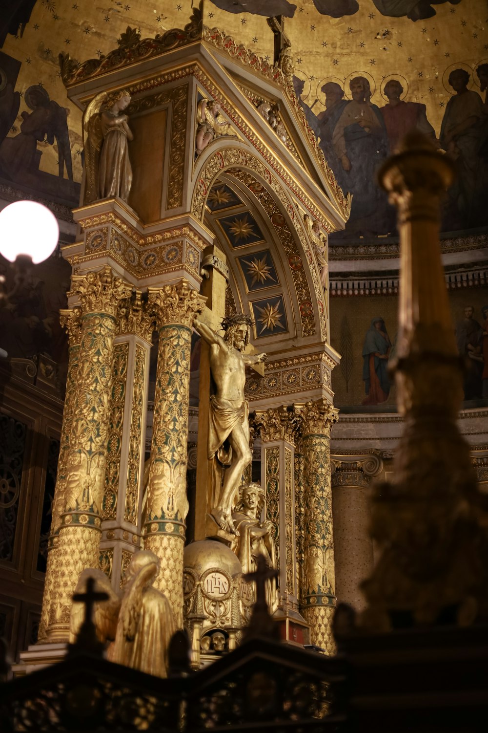 a large ornate building with statues