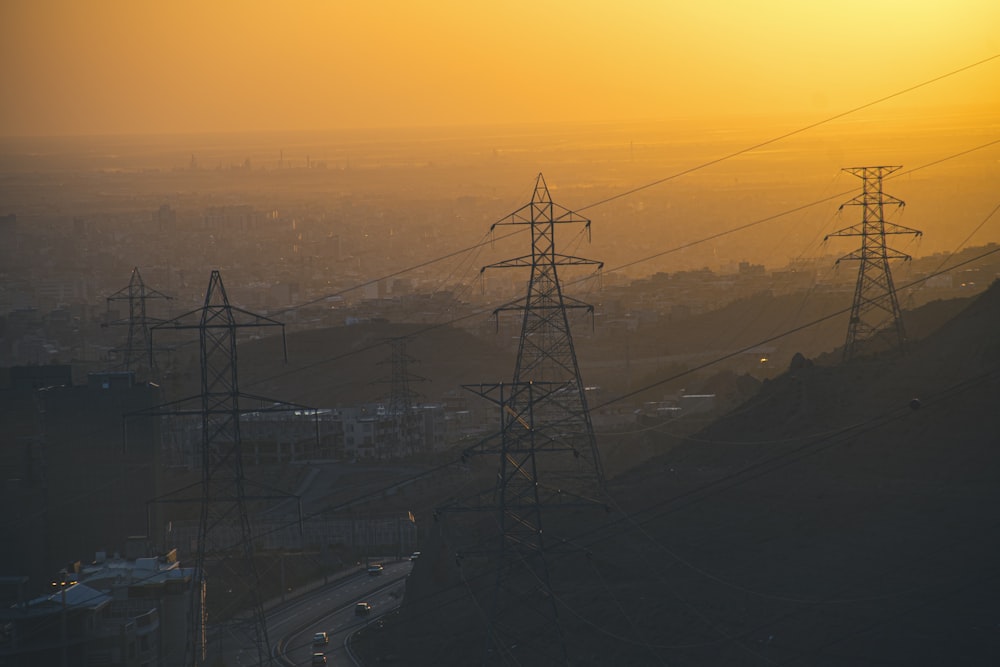 a group of power lines