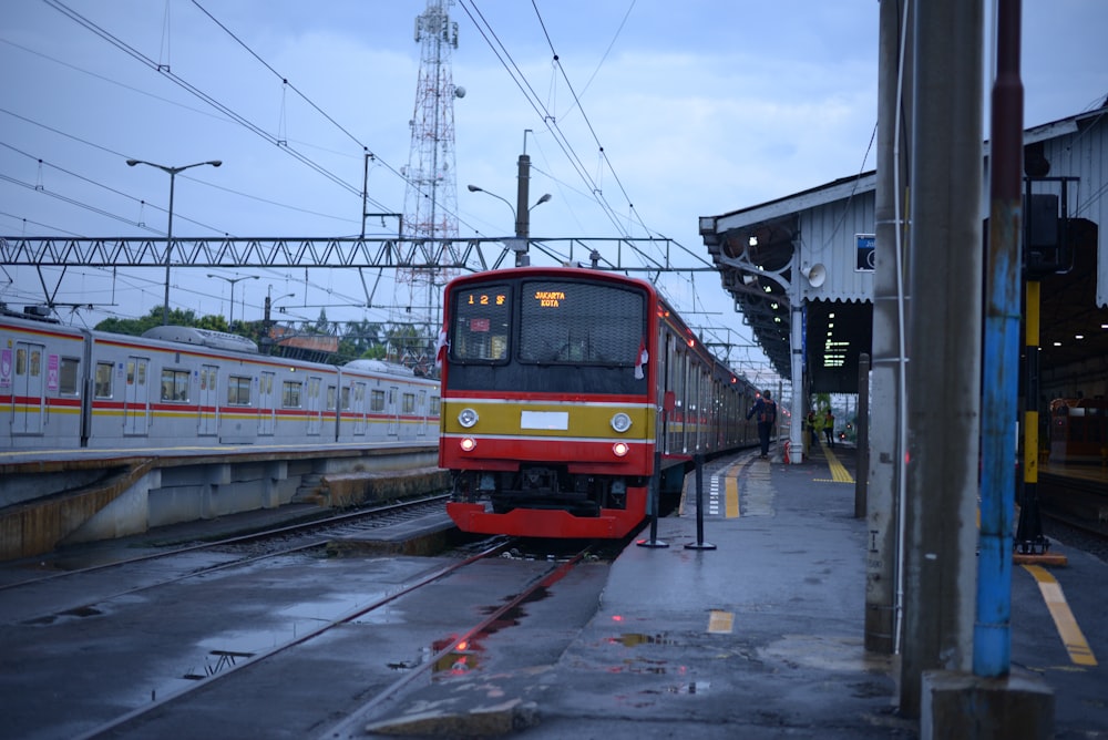 a train pulling into a station