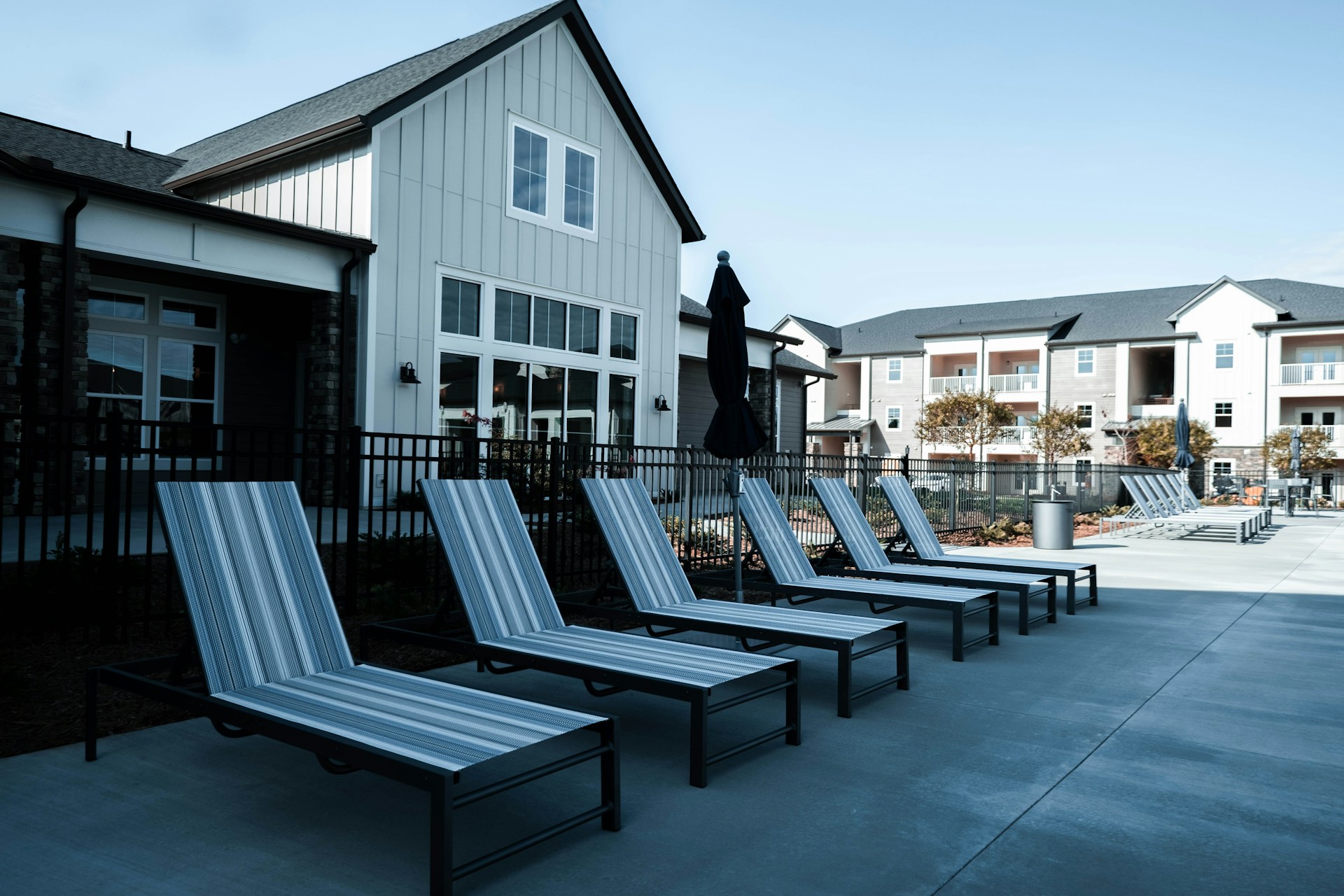 a group of chairs outside