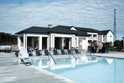 a building with chairs outside