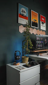 A cozy workspace featuring a partially completed 3D mechanical puzzle with tools and soft green accents.