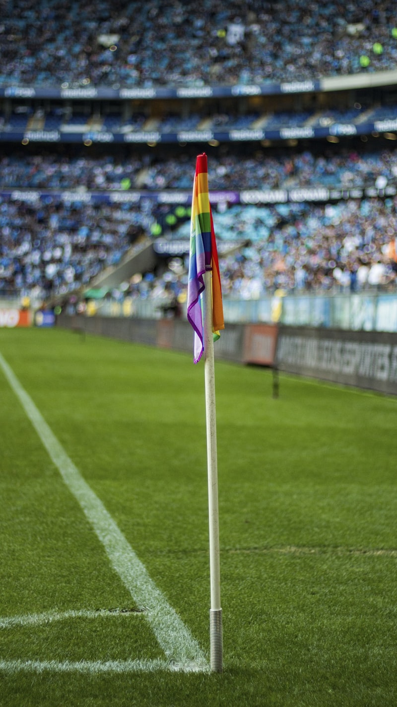 Rainbow flag in football stadium