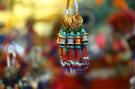 Close-up of handcrafted decorative pieces with intricate details.